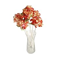 Set of 6 Warm Orange Hydrangea Mulberry Paper Flower with Reed Diffuser for Home Fragrance