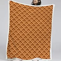 BlessLiving Food Blankets Stroopwafel Ice Cream Waffle Cone Fleece Blanket 3D Creative Delicious Desserts Plush Sherpa Throw Blanket for Couch Sofa (Twin, 60 x 80 Inches)