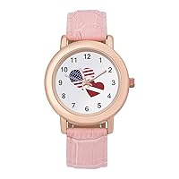 Latvia US Flag Fashion Leather Strap Women's Watches Easy Read Quartz Wrist Watch Gift for Ladies