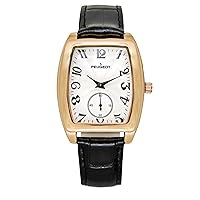 Peugeot Men’s Vintage Rose Gold Cushion Shaped Watch with Black Leather Band