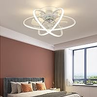 Ceiling Fans, Fan with Ceiling Light Kids Fan Lighting Silent 3 Speeds Bedroom Led Ceiling Fan Light with Remote Control Modern Living Room Quiet Fan Ceiling Light with Timer/White