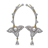 Ear Cuffs Cubic Zircon 18K Gold Plated Indo-Western Rich Designer Party Wear Fashion Statement Earrings Jewellery for Girls Women