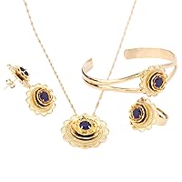 2016 NEW Ethiopian Gold Set Jewelry Pendant Necklace Bangle Earrings Ring
