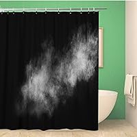 72x72 inches Shower Curtain Clouds White Powder Explosion on Abstract Dust Smoke Black Waterproof Polyester Fabric Bath Bathroom Curtain Set with Hooks