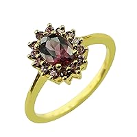 Carillon Rhodolite Garnet Oval Shape 1.15 Carat Natural Earth Mined Gemstone 14K Yellow Gold Ring Unique Jewelry for Women & Men