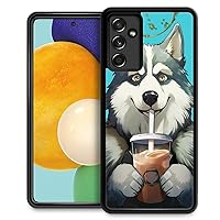 Compatible with Samsung Galaxy A13 5G Case Soft Dog Husky Drinking Coffee Pattern Shockproof Anti-Scratch Case for Women Girls Compatible with Samsung Galaxy A13 5G