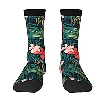summer hawaiian Print Socks Men's Women's Crew Socks Novelty Socks Leisure Crew Sock for Adults Daily Wear