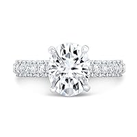 Siyaa Gems 3 CT Oval Diamond Moissanite Engagement Rings Wedding Ring Eternity Band Solitaire Halo Hidden Prong Silver Jewelry Anniversary Promise Ring