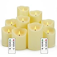 Flameless Candles with Remote, Battery Operated Flickering Flameless Candles, LED Candles with Timer 2/4/6/8H, with Realistic LED Candles Set of 9 (D3 x H 3