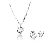 18K White Gold Vermeil Dreamy Moon Jewelry Set for Women, Pendant Necklace, and Drop Earrings Collection