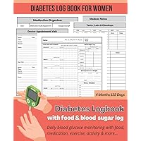 Diabetes Journal with Food and Blood Sugar Log for Women | Daily Blood Glucose Monitoring With Food, Medication, Exercise, Activity | Diabetes blood ... | 7.5 X 9.25 in.: Diabetes testing log book