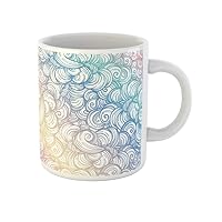 Coffee Mug Colorful Cute Abstract Waves Swirls and Clouds Pattern Elegant 11 Oz Ceramic Tea Cup Mugs Best Gift Or Souvenir For Family Friends Coworkers