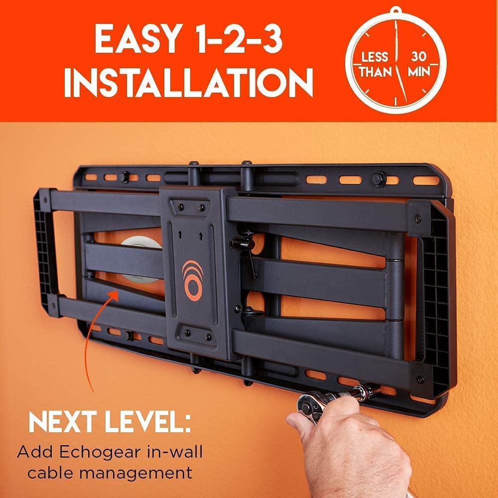 ECHOGEAR TV Wall Mount with in Wall Power Kit - Mount Your TV & Hide Wires Behind The Wall
