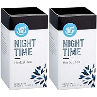 Amazon Brand - Happy Belly Night Time Herbal Tea Bags, 20 Count (Pack of 2)