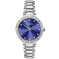 Sekonda Women’s Stone Set Blue Dial Silver Bracelet Quartz Watch 40033