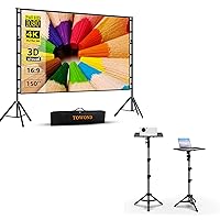 Projector Screen and Stand,Towond 150 Inch, Projector Stand Tripod Projector Mount Portable Laptop Tripod Stand Adjustable Height 22 to 47Inch