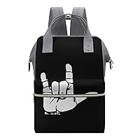 ASL American Sign Language I Love You Women's Laptop Backpack Travel Nurse Shoulder Bag Casual Mommy Daypack