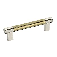 Amerock | Cabinet Pull | Polished Nickel/Golden Champagne | 5-1/16 inch (128 mm) Center-to-Center | Esquire | 1 Pack | Drawer Pull | Drawer Handle | Cabinet Hardware