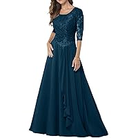 Lorderqueen Long Lace Mother of The Bride Dresses with Half Sleeves