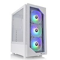 Thermaltake View 200 TG Snow ARGB Motherboard Sync ATX Tempered Glass Mid Tower Computer Case with 3x120mm Front ARGB Fan, CA-1X3-00M6WN-00