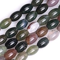 JOE FOREMAN 6x9mm Indian Agate Olivary Beads for Jewelry Making Natural Semi Precious Gemstone Strand 15