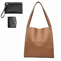Qosneoun Solid Color Simple Genuine Leather Shoulder Bag,2023 Custom Leather Shoulder Bag,Large Capacity Tote Handbags, Shoulder Bag