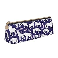 Wolf Pattern Pen Case Small Pencil Bag Triangle Pu Leather Pen Pouch Pen Bag Storage Bag With Zipper
