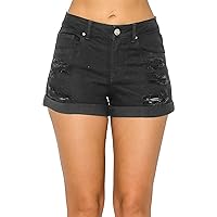 Collection High Waisted Cuffed Distressed Denim Shorts