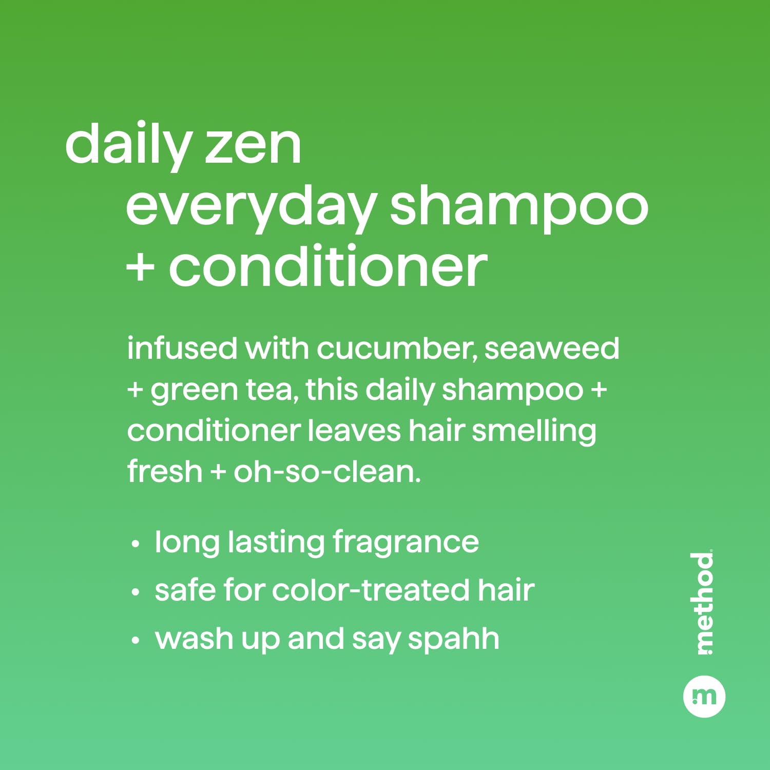 Method Everyday Conditioner, Daily Zen with Cucumber, Green Tea, and Seaweed Scent Notes, Paraben and Sulfate Free, 13.5 oz (Pack of 1)