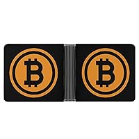 Bitcoin Logo Leather Bifold Wallet for Men Women Slim Minimalist Purse Credit Card Holder with Cute Designs