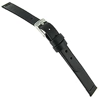 10mm Glam Rock Black Genuine Leather Flat Unstitched Watch Band NB