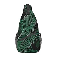 Banana Leaf Green Sling Backpack, Multipurpose Travel Hiking Daypack Rope Crossbody Shoulder Bag