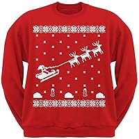 Old Glory Flying Santa Sleigh Ugly Christmas Sweater Red Adult Sweatshirt