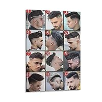 Posters Latest Men's Haircut Poster Barbershop Salon Model Hair Recommendation Wall Art Canvas Painting Canvas Painting Posters And Prints Wall Art Pictures for Living Room Bedroom Decor 24x36inch(60