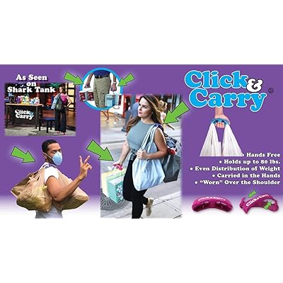 Click & Carry Grocery Bag Carrier - As seen on Shark Tank, Soft Cushion  Grip, Hands Free Grocery Bag Carrier, Plastic Bag Holder, Haul Sports Gear