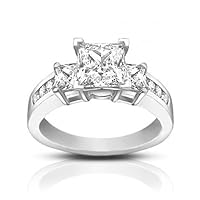 1.53 ct Ladies Princess Cut Diamond Engagement Ring in 18 kt White Gold