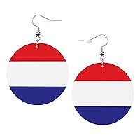 Norway National Flag Faux Leather Earrings For Women Girls Lightweight Round Dangle Earrings Gift