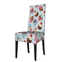 Cupcake Pattern Print Versatile and Stretchy for Any Dining Room Dining Chair Protection Cover Decor