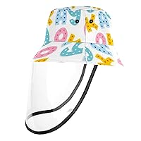 Sun Hats for Men Women Outdoor UV Protection Cap with Face Shield, 21.2 Inch for Kids Cute Letter Printing