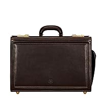Maxwell Scott - Mens Luxury Leather Pilot Briefcase/Catalog Case with Combination Lock - Handmade - The Varese - Brown