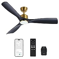 VONLUCE Ceiling Fans with Lights, 52 inch Smart Ceiling Fan with Remote/APP/Alexa Control, 6 Speed Reversible Noiseless Motor, Modern Ceiling Fan for Bedroom Indoor Farmhouse Patio, Black Golden