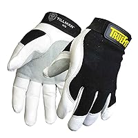 Tillman Large Black and White TrueFit Goatskin and Spandex Full Finger Mechanics Gloves with ElasticHook and Loop Cuff