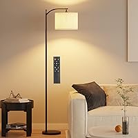 Arc Floor Lamps for Living Room, Modern Smart RGB Floor Lamp with Remote and App Control, Color Changing Dimmable Standing Lamp with Adjustable Linen Lampshade, 65