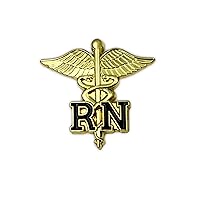 Registered Nurse Emblem Lapel Pin - Letters on Caduceus Brooch - RN Medical Ceremonie Clip