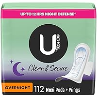 Clean & Secure Overnight Maxi Pads with Wings, 112 Count (4 Packs of 28) (Packaging May Vary)