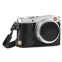 MegaGear MG1603 Ever Ready Genuine Leather Camera Half Case compatible with Leica D-Lux 7 - Black, One Size