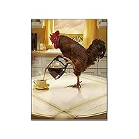 Canvas Painting Home Chicken Making Coffee Decor Animal Picture Modern Printed Modular Poster For Living Room Wall Ar Canvas Painting Wall Art Poster for Bedroom Living Room Decor 12x16inch(30x40cm) U