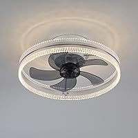 Reversible Ceiling Fan with Light and Remote Control Bedroomt Ceiling Fan with Lighting Led Light Modern Living Room 6 Speeds Dimmable Ceiling Fans with Lights and Timer/White