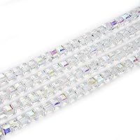 1 Strand Czech Faceted Cube Crystal Glass Loose Spacer Beads 8mm (0.31 Inch) Crystal AB (95-98pcs) for Jewelry Craft Making Supplies CCC802