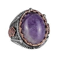 KAMBO 925 Solid Sterling Silver Ring, Real Natural Gemstone Ring For Men, Unique Ring